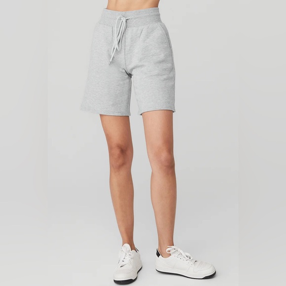 ALO Yoga High-Waist Easy Sweat Short Athletic Heather Grey Size Small - Picture 1 of 12